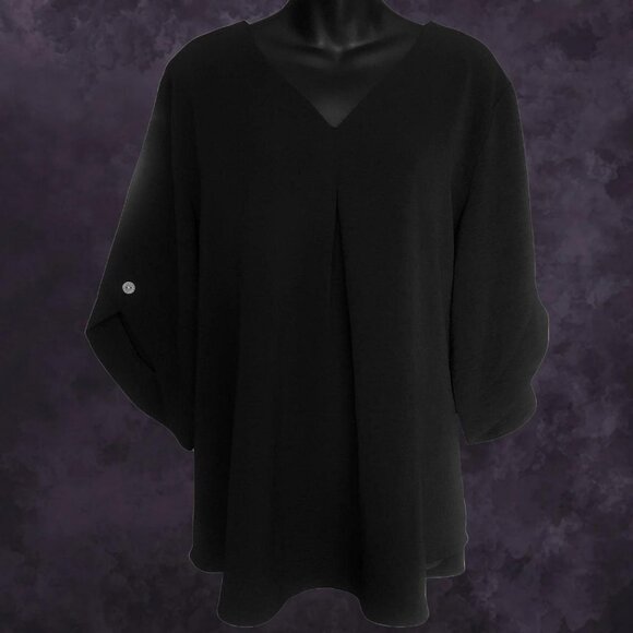 Black V-Neck Blouse - Picture 1 of 4